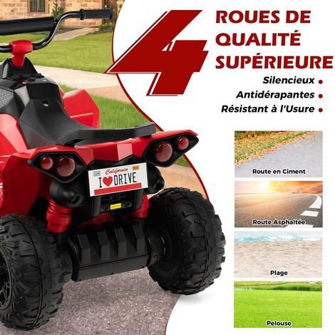 Aventure et conduite facile, quad électrique enfant 12V avec 2 vitesses, musique, klaxon et phares LED (1/5)