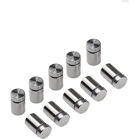 Lot de 10 vis publicitaires en métal chromé pour panneaux publicitaires, clous publicitaires, supports de verre publicitaires, clous pour affichage de panneaux – 10 pièces (8 x 20 mm) (1/5)