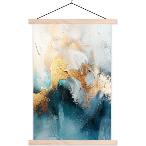 TEXTILE WALL ART Abstract - Art - Gold - Blue 40x60 cm (1/3)