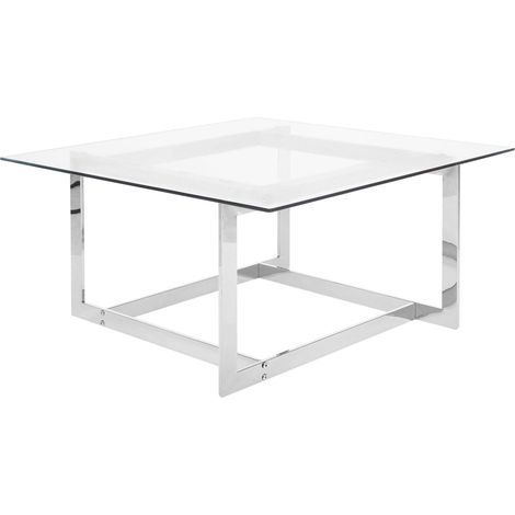 Coffee Table CRYSTAL Tempered Glass Silver