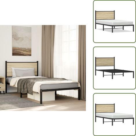 Metallbett ohne Matratze Sonoma-Eiche 100x200 cm - Metallbett - Doppelbett - Boxspringbetten - Bettsofa - Schlafraum (1/5)