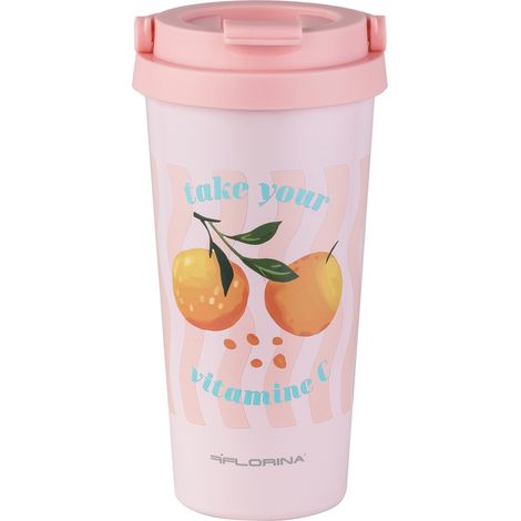 Mug isotherme Florina Orange Happy en acier inoxydable 500 ml