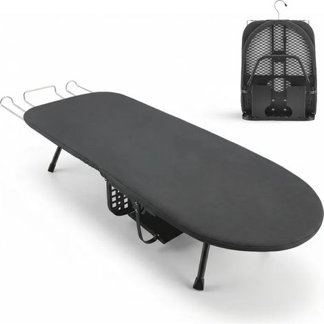 Table à repasser pliable de table 81 × 31 cm, avec pieds antidérapants, étagère de rangement, crochet et support pour fer à repasser, gain de place pour la maison (1/5)