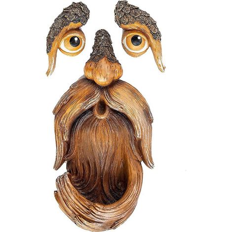 Mangeoire Pour Oiseaux - Sculpture Visage D Arbre En Résine Étanche - Extérieur Jardin Cour Terrasse - 1 Pièce (1/5)