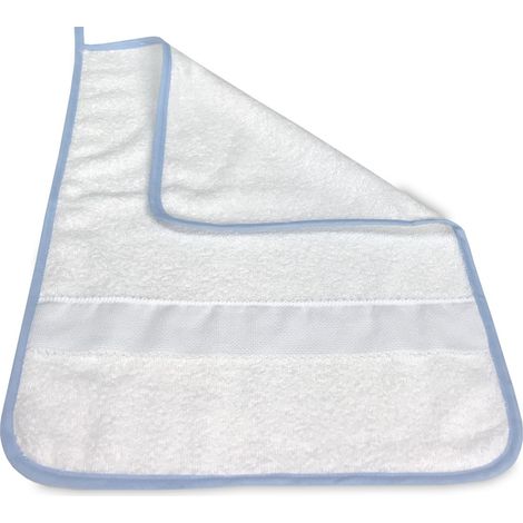 SERVIETTE de FRED ASILE bordé d'une COULEUR unie avec de la toile AÏDA à broder le nom de Bleu