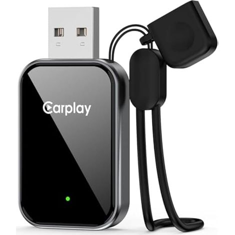 Kabelloser CarPlay-Adapter für Apple iPhone – 2025: Wandelt kabelgebundenes CarPlay in kabelloses CarPlay um, USB-A/C Plug & Play, Bluetooth-CarPlay-Adapter für iPhone iOS 10+ und Fahrzeuge mit kabelg
