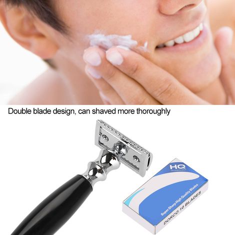 Gabarit de stylisme de barbe en acier inoxydable et ensemble de rasoir (lames noires) (1/3)