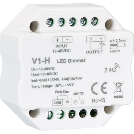 Regolatore LED RF 12/48V per Striscia LED Monocolore Compatibile con Pulsante  Bianco