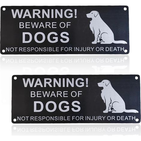 Panneau Avertissement Chien - Aluminium Brossé Étanche - 100 x 250 mm - Pour Portail Clôture Porte Intérieur Extérieur - 2 Pièces (1/5)
