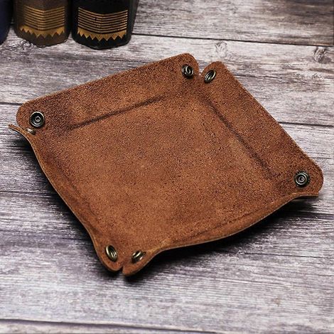 Valet de bureau en cuir, organiseur de bijoux pliable et portable pour les voyages. (1/5)