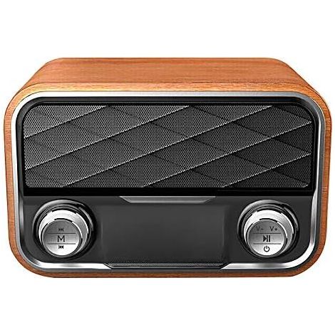 Horloge en Bois StéRéO Haut-Parleur Bluetooth Radio FM Haut-Parleurs Portables Haut- (1/5)