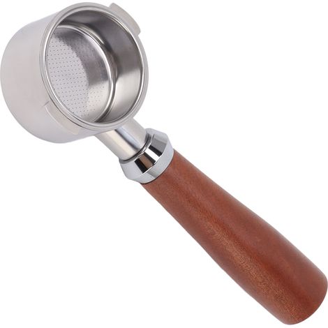 51-mm-Bodenloser 2-Ohr-Filter mit Edelstahlkorb und Rosenholzgriff für Kaffeemaschine (1/5)