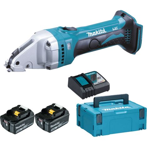 Makita  DJS101RTJ  Cizalla  para  chapa  inalámbrica  1,0  mm  18  V  /  2x  5,0  Ah  batería  +  cargador  en  Makpac