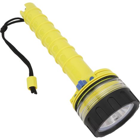 Lampe torche de plongée LED submersible, antidérapante et étanche, jaune, idéale pour le camping sous-marin. (1/5)
