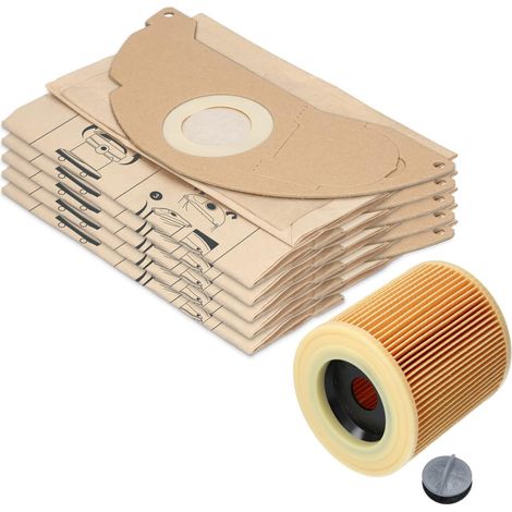 Sac Aspirateur Karcher WD2, Accessoire Rechange, Papier Filtrant pour Aspirateur Eau ainsi que Poussière, Référence 6.904-322.0, Pack de 5, MV2 (1/5)