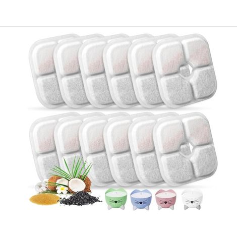 Lot de 12 filtres de remplacement pour fontaine à eau pour chat et chien