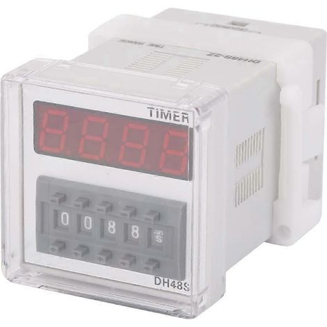 Minuterie DH48S-2Z avec écran LCD, relais temporisé, 220 V CA, plage de réglage de 0,01 seconde à 9999 heures.