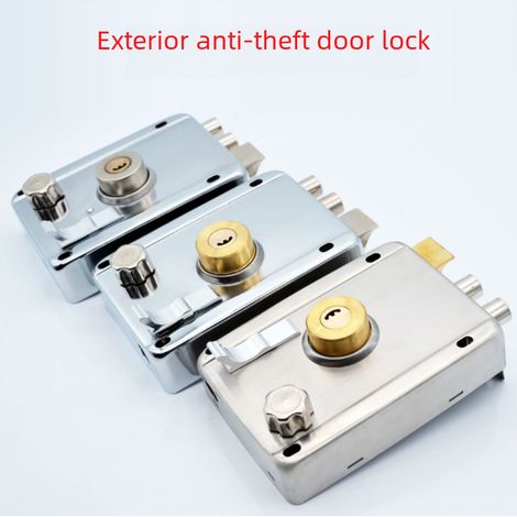 Serrure De Porte - Anti- Intrusion - En Acier Inoxydable - Universelle - Pour Porte Intérieure Et Extérieure - 1 Pièce (1/5)
