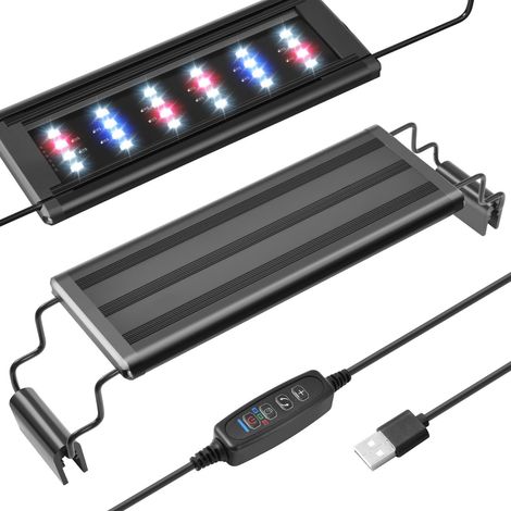 Mini Lumière LED USB pour Aquarium, Spectre Complet, Supports Extensibles, Ajustable Plantes d'Aquarium, Contrôleur Externe, d'Eau Douce (21-33cm) (1/5)