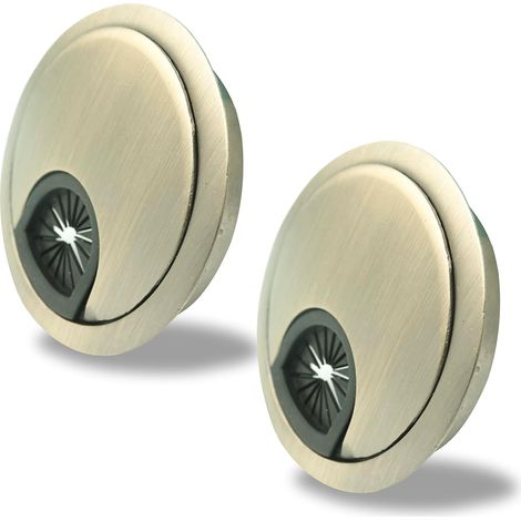 2 Pièces Couvercle de Trou de Câble,Passage de Cable Bureau 60 mm,Passe Câbles Rond,Trou de Câble en Alliage de Zinc pour Organiser Les Câbles de Bureau - Bronze (1/5)