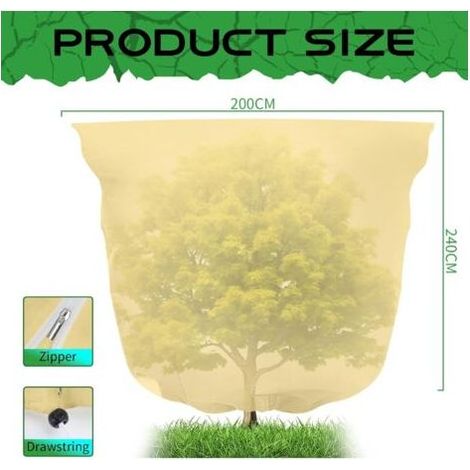 Voile Hivernage Plante Exterieur, 240x200 CM Voile d'hivernage avec Cordon de Serrage à Glissière, Réutilisable Résistant à la déchirure pour Olivier, Palmier