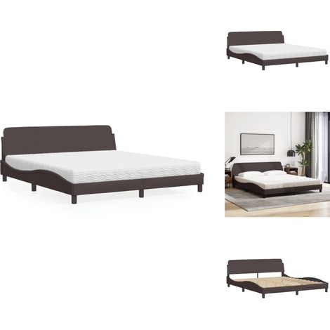 The Living Store Bett mit Matratze "Dover" Dunkelbraun 180x200 cm Stoff - Matratze (1/5)
