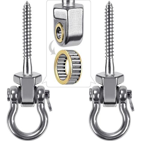 2pcs Crochet de BalançOire, 12.7cm Vis Hamac Cintre de BalançOire kit de Fixation Pivotant pour Chaise de Jeux D'ExtéRieur, Corde de Yoga, Sac de Frappe, Sac de Sable, Jusqu’à 1500lb (1/5)