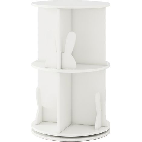 Bibliothèque d'Angle Rotative pour Enfant, Etagère de Rangement Autoportante à 2 Niveaux Pivotante à 360°, pour Chambre Enfant, Salle de Jeux, (1/5)