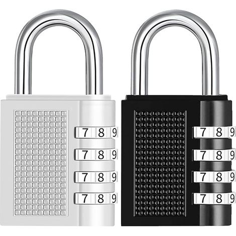 2er Schloss mit Zahlencode Vorhängeschloss Wetterfest Zahlenschloss 4 Stellig, Kellerschloss Zahlenschlösser Padlock Koffer Schloss Vorhängeschlösser für Spind Fitnessstudio Gepäckschlösser Schlösser