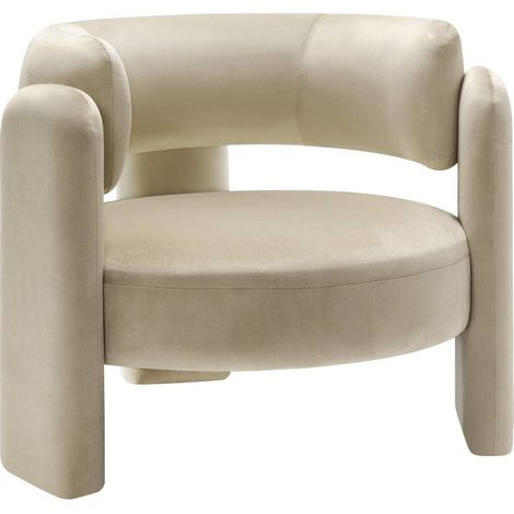 sweeek - Dreibeiniger Sessel mit Samtbezug, Samt, Beige (1/5)