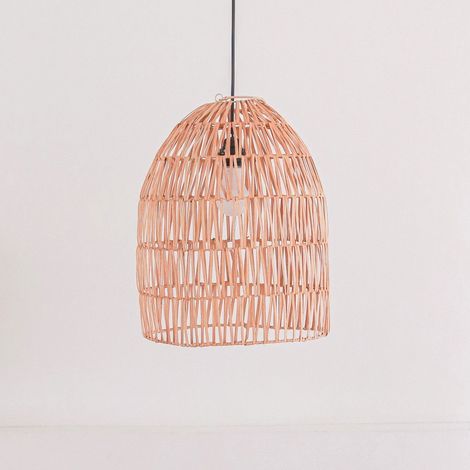 Suspension en Rotin avec Abat-jour en Fibres Naturelles Maluka, Luminaire en 2 Tailles - PANGIVO