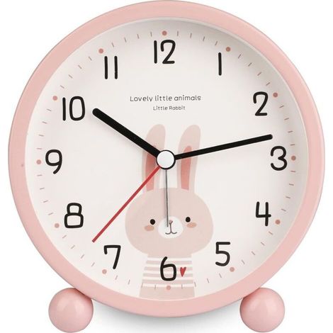 YMYNY Réveil pour Enfants Analogique,Mignon Silencieux Portable sans Coutil Horloge Lumière Analogique Alarme De Voyage À Piles pour Enfants Table De Chevet Réveil Horloge (Rose) (1/5)