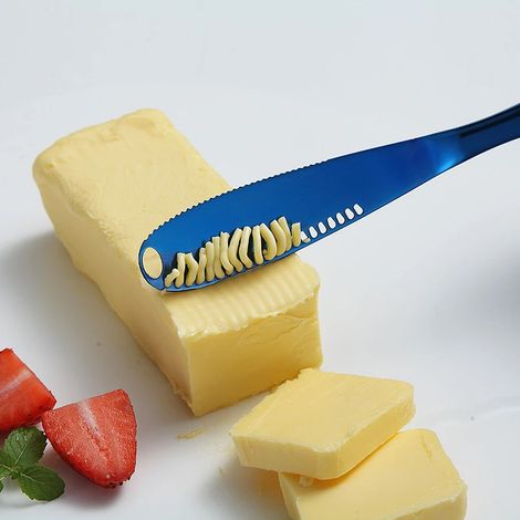 Käseschneider, Buttermesser mit Loch, Käsereibe aus Edelstahl, Küchenzubehör, Abwischen von Butter, Brot und Marmelade, Küchenhelfer, 1 Stück (Bunt)