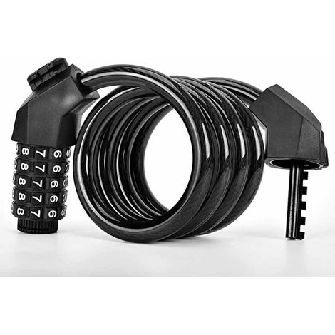 Antivol vélo câble acier alliage noir 1.2m cadenas à code 5 chiffres avec support antivol portable pour VTT VAE casques chaînes (1/5)