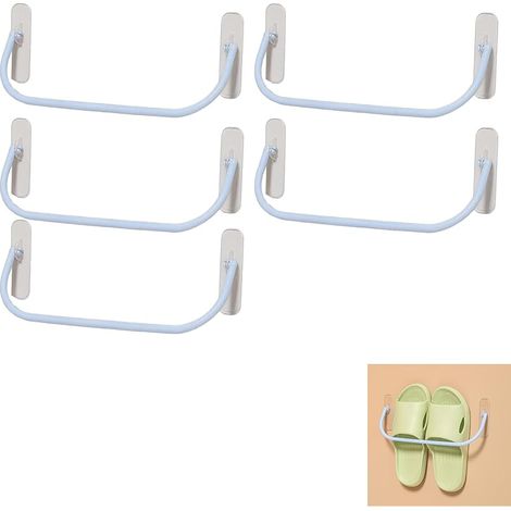 Lot de 5 étagères à chaussures adhésives et pliantes, installation sans trous, pour ranger chaussures, serviettes, etc (1/5)
