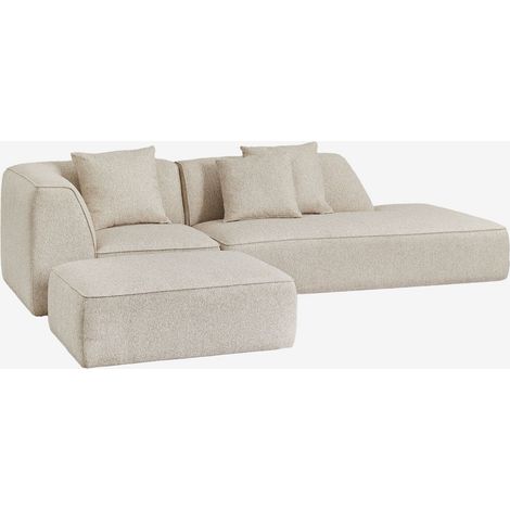 Divano angolare componibile Cardea 2 pezzi con chaise longue destra e pouf imbottito SKLUM            