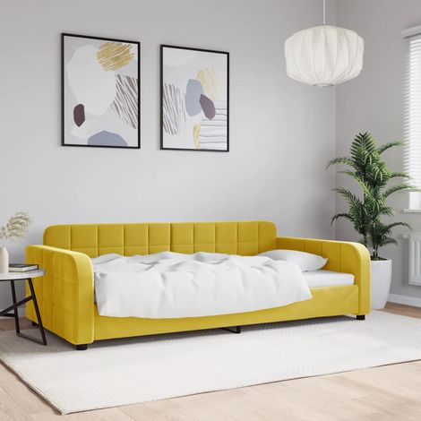 Sofá cama sin colchón terciopelo amarillo 100x200 cm vidaXL (1/5)
