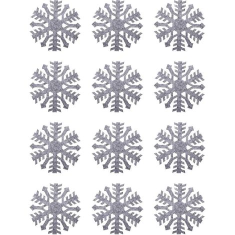 Lot de 12 dessous de tasse de Noël en feutrine, en forme de flocon de neige, pour la maison-10X10CM-Grey