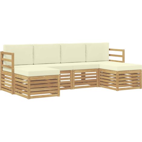 Ensemble de canapés d'extérieur 6 pc Blanc et crème Polyester vidaXL