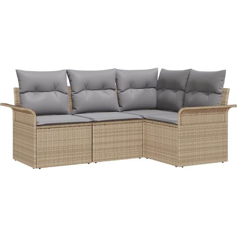 Maison Exclusive - Set Divano da Giardino con archiviazione 4 pcs Beige polyrattan