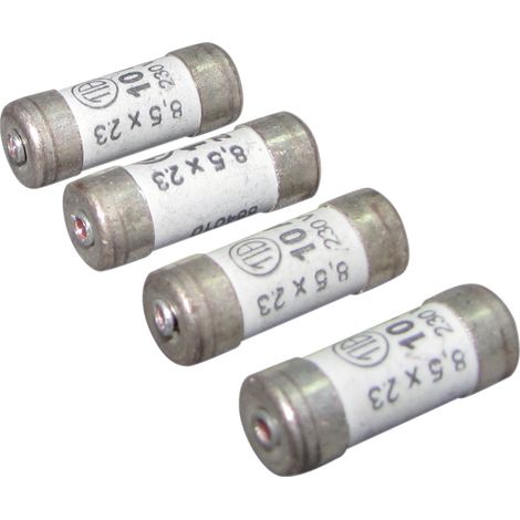 Lot de 4 fusibles céramique à voyant 8.5x23mm, 10A, 230V - Tibelec (1/2)