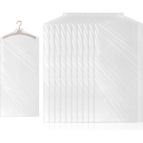 10 Housses Vêtement Plastique 60x150cm Transparente Housse Vêtements à Suspendre Protège Vêtements Penderie Protection Anti-Poussière Anti-Mite Imperméable pour Costume Manteau Chemise Veste Pull-Over (1/5)