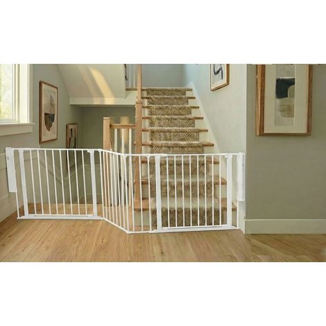 Safetots Two Door Multi Panel Solution for Up and Down Staircases, White, 272cm of length, includes 2 Door Opening Panels