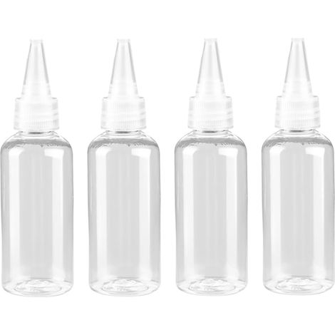 Quatre flacons souples en plastique de 60 ml, petits flacons pulvérisateurs vides, applicateurs de peinture, de colle et d'encre, flacons de teinture capillaire, flacons compte-gouttes, applicateurs d