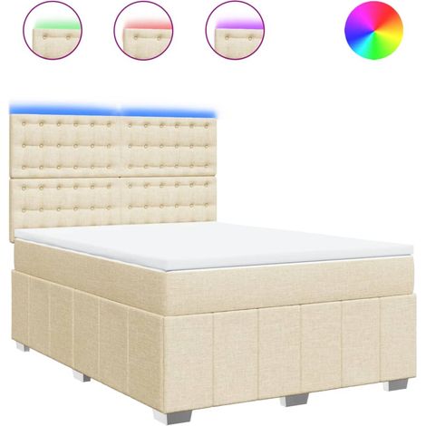 Maison Exclusive - Sommier à lattes de lit avec matelas Crème 160x200 cm Tissu (1/5)
