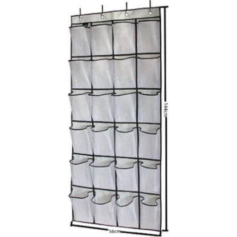 Organisateur Chaussures Porte - 24 Poches Maille - Blanc - 144 x 56 cm - 1 Pièce (1/4)