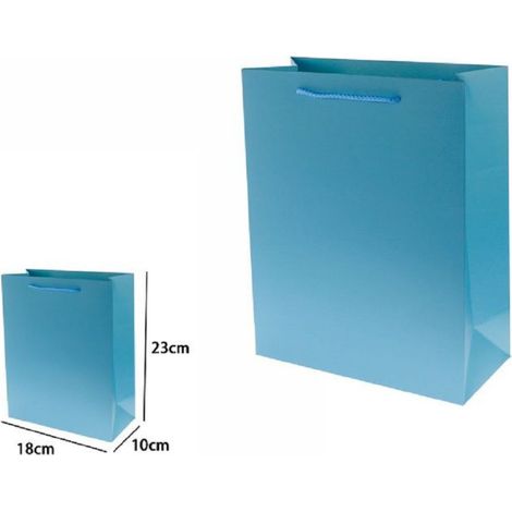 Trade Shop - SET 3ER-SET GESCHENKTÜTEN 23X18X10CM 69903 HELLBLAU MIT KORDELGRIFF -