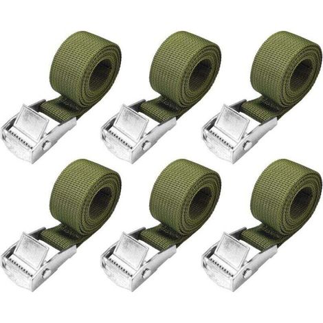 Sangles d'arrimage de 1 m - Lot de 6 Courte Sangle a Cliquet avec Boucle de Serrage 25mm 250kg Sangle Porte Velo, Sangle Moto Extrêmement Robustes-DOU