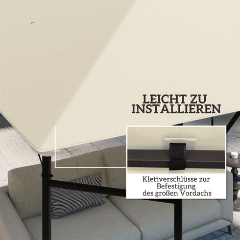 Housse de rechange pour tonnelle 3 x 3 m imperméable, toit de pavillon UPF30+, tissu Oxford 370 g/m², crème (1/5)