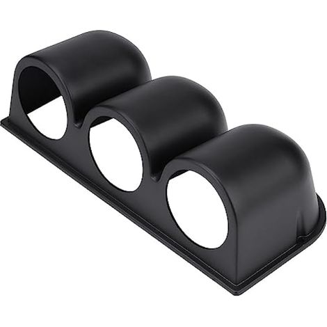 Support de montage universel noir 52 mm pour trois manomètres de tableau de bord (2 trous en 3 parties), compatible avec voitures, camions, bateaux et motos. (1/4)